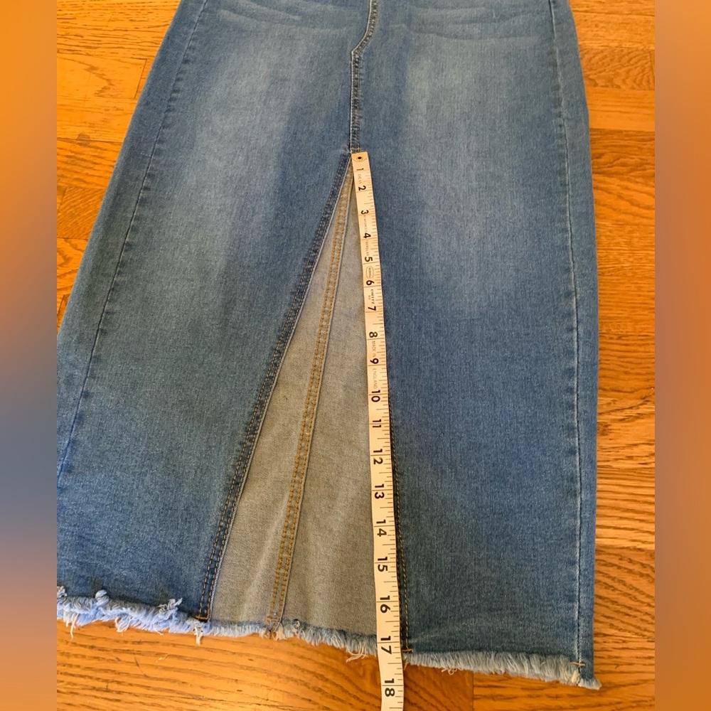 Vinizbena crossover waist slit front stretchy denim skirt size M - Picture 7 of 12